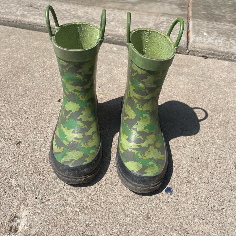 Kids Green Camouflage Rain Boots